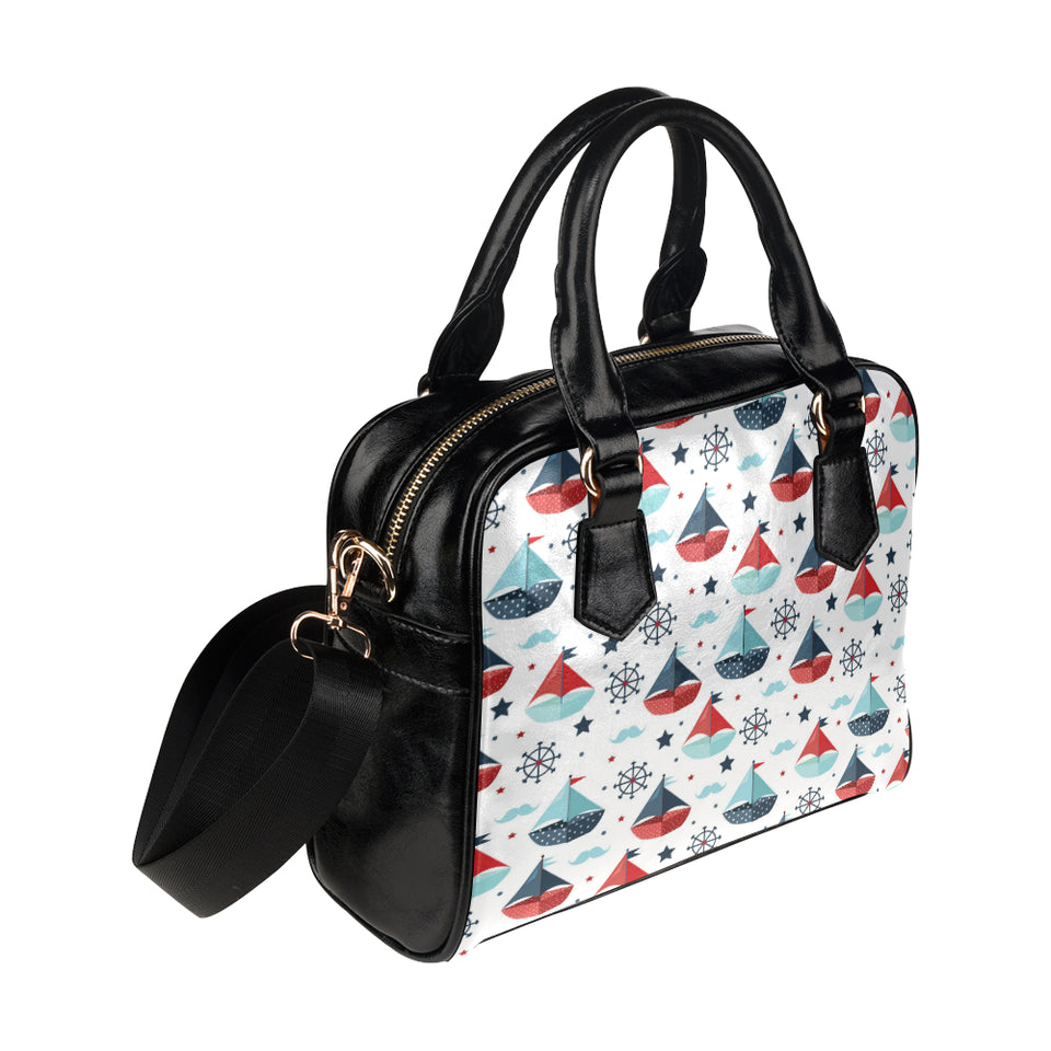 Cute color paper sailboat pattern Shoulder Handbag