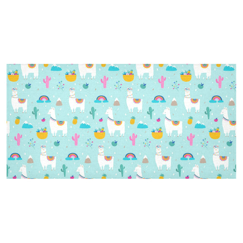 Llama alpaca cactus leaves pattern Tablecloth