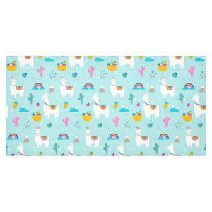 Llama alpaca cactus leaves pattern Tablecloth
