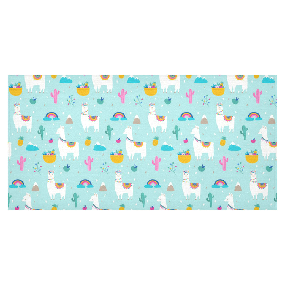 Llama alpaca cactus leaves pattern Tablecloth