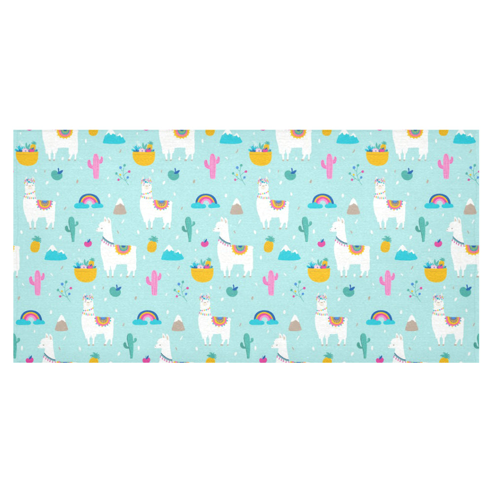 Llama alpaca cactus leaves pattern Tablecloth