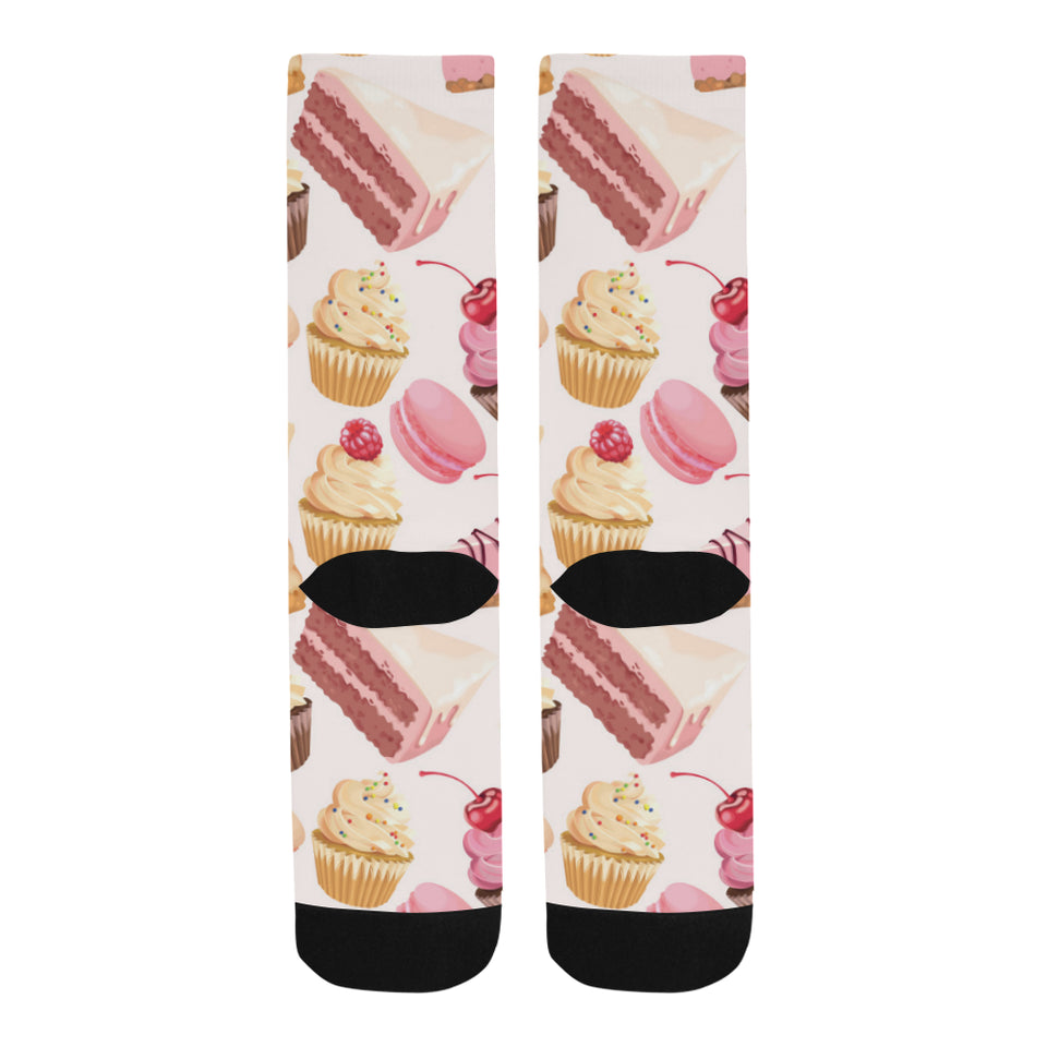 Cake cupcake sweets pattern Crew Socks