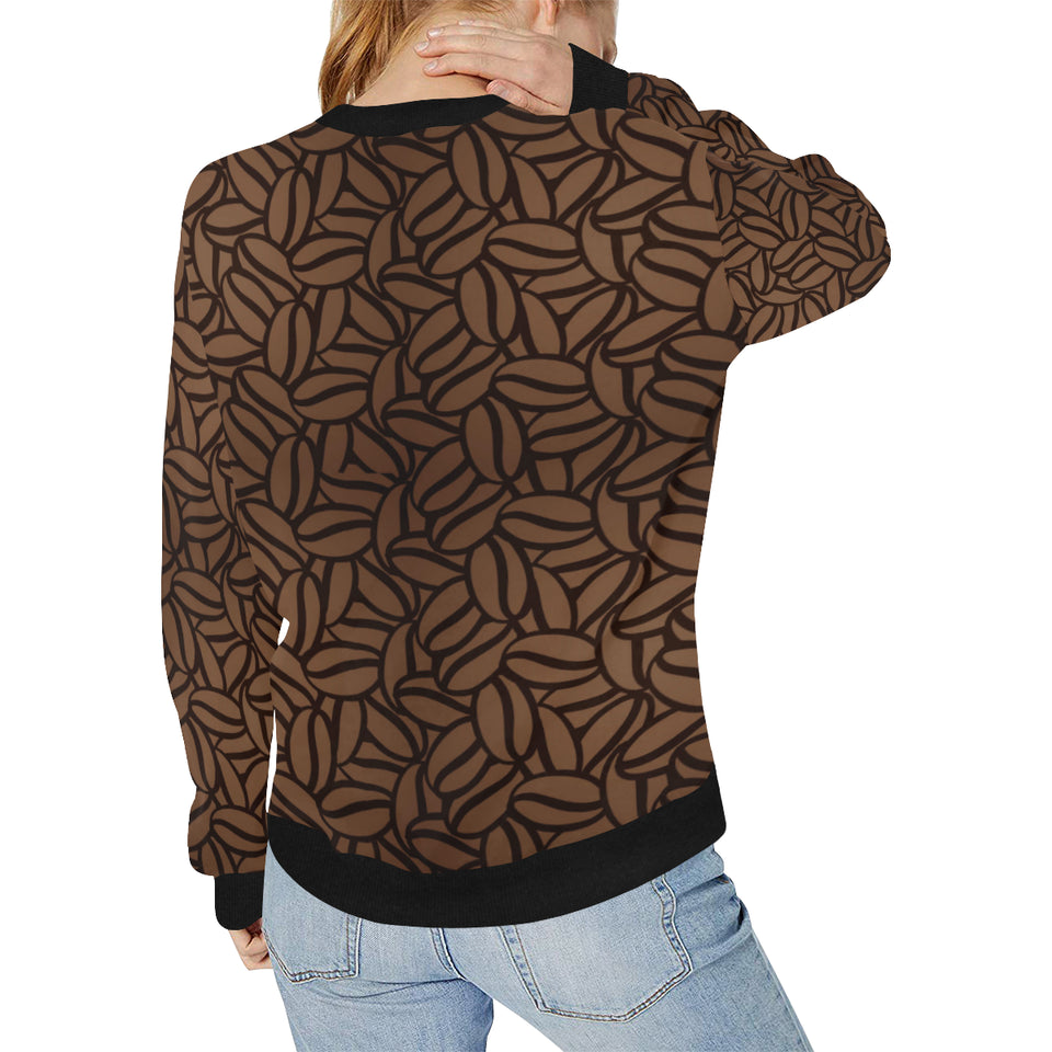 coffee bean pattern Women's Crew Neck Sweatshirt