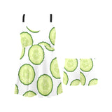 Cucumber slices pattern Chest Sexy Pleated Two Piece Swim Dress
