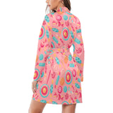 Colorful candy pattern Women's Long Sleeve Belted Night Robe