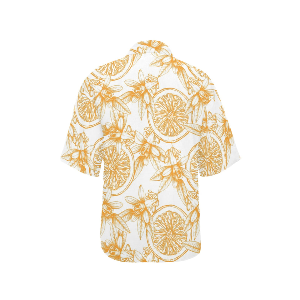 hand drawn orange fruit pattern Women's All Over Print Hawaiian Shirt