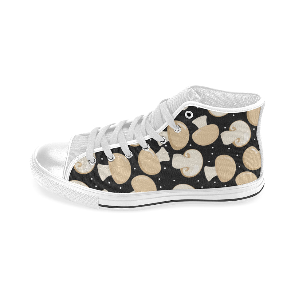 Champignon mushroom pattern Men's High Top Canvas Shoes White