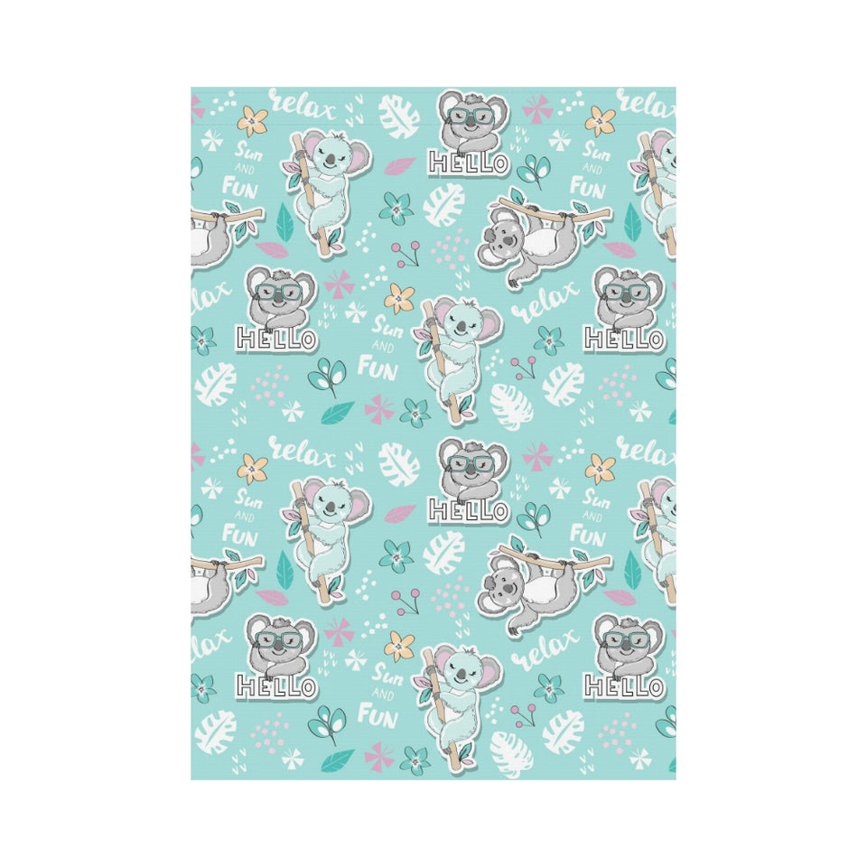 Cute koalas blue background pattern House Flag Garden Flag