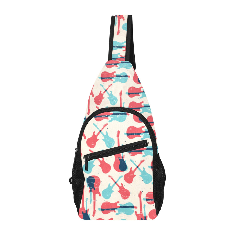 Red Blue guitar pattern All Over Print Chest Bag