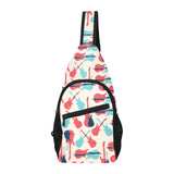 Red Blue guitar pattern All Over Print Chest Bag