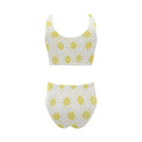 hand drawn sun pattern Chest Bowknot High Waisted Bikini Swimsuit