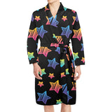 Colorful star pattern Men's Long Sleeve Belted Night Robe