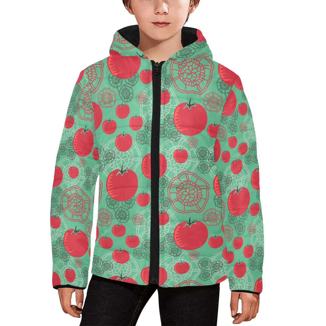 Tomato design pattern Kids' Boys' Girls' Padded Hooded Jacket