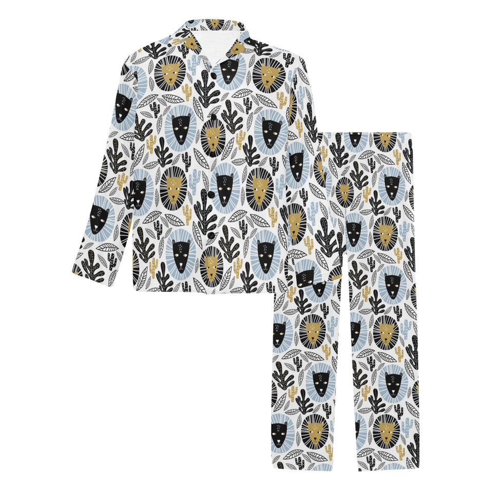 Lion Pattern Print Design 05 Men's Long Pajama Set