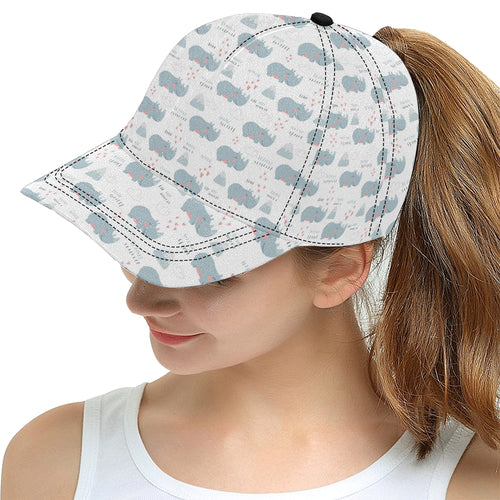 cute rhino heart pattern All Over Print Snapback Cap