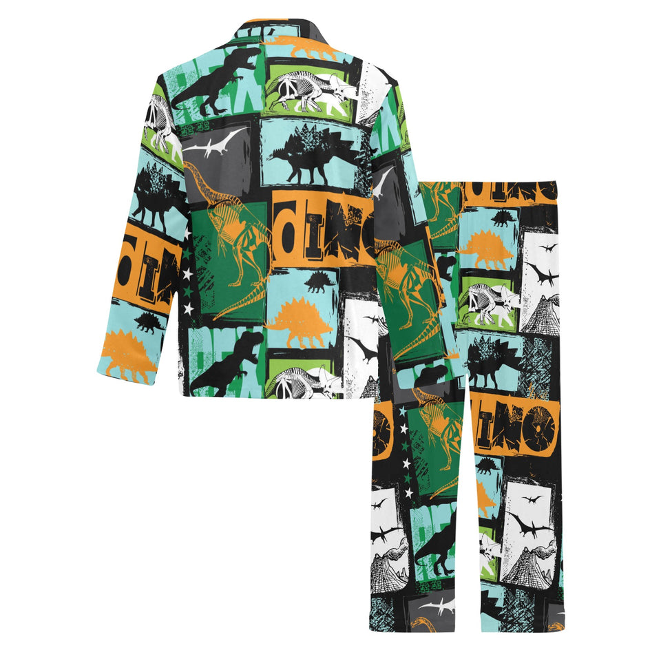 dinosaurs print pattern Men's Long Pajama Set