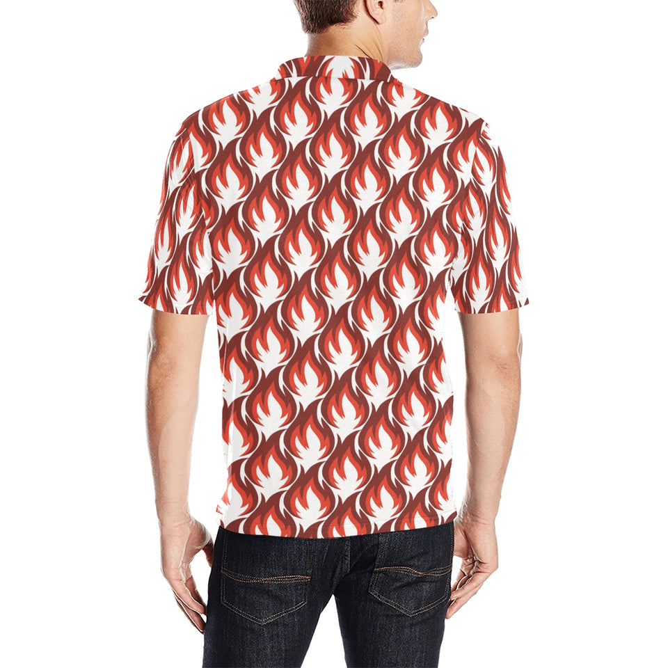 Fire flame symbol design pattern Men's All Over Print Polo Shirt