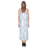 Christmas tree winter forest pattern V-Neck Open Fork Long Dress
