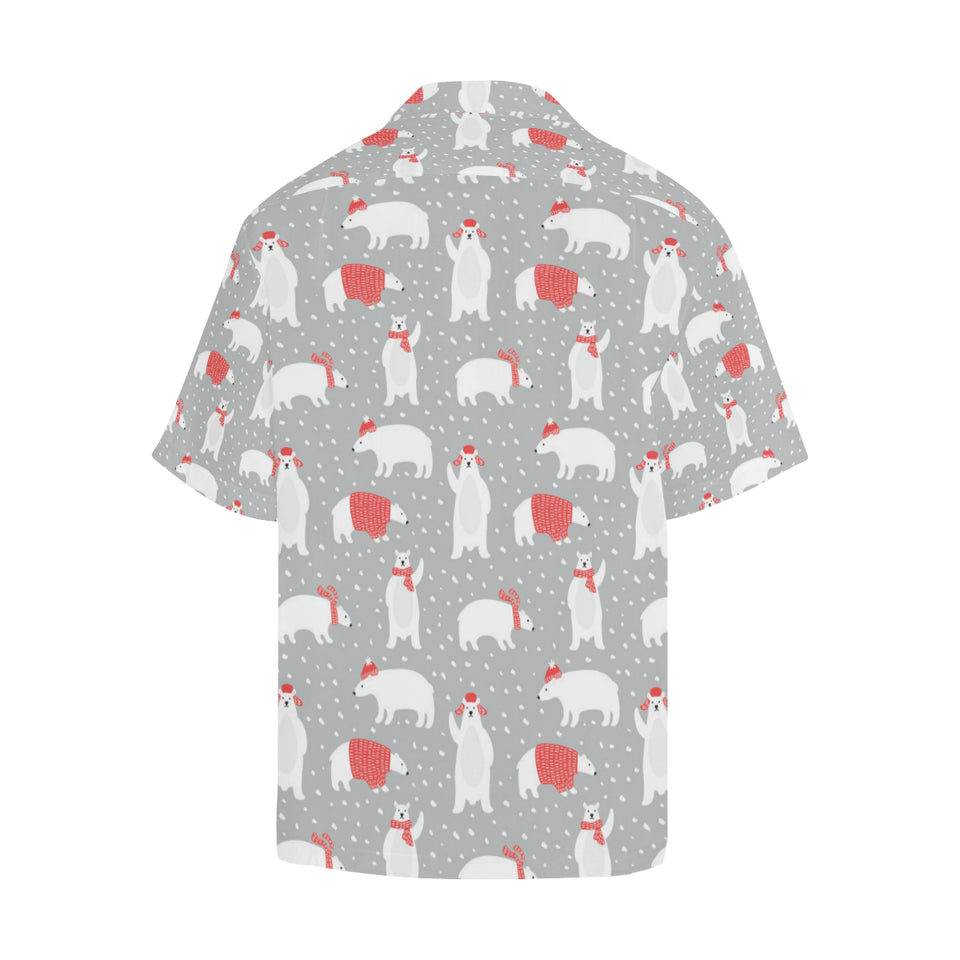 Cute polar bear christmas snow pattern Men's All Over Print Hawaiian Shirt