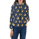 Moon star pattern Women's Padded Hooded Jacket