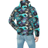 Dragon sea wave pattern Men's Padded Hooded Jacket