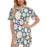 Colorful clock background Women's V-Neck Short Pajama Set
