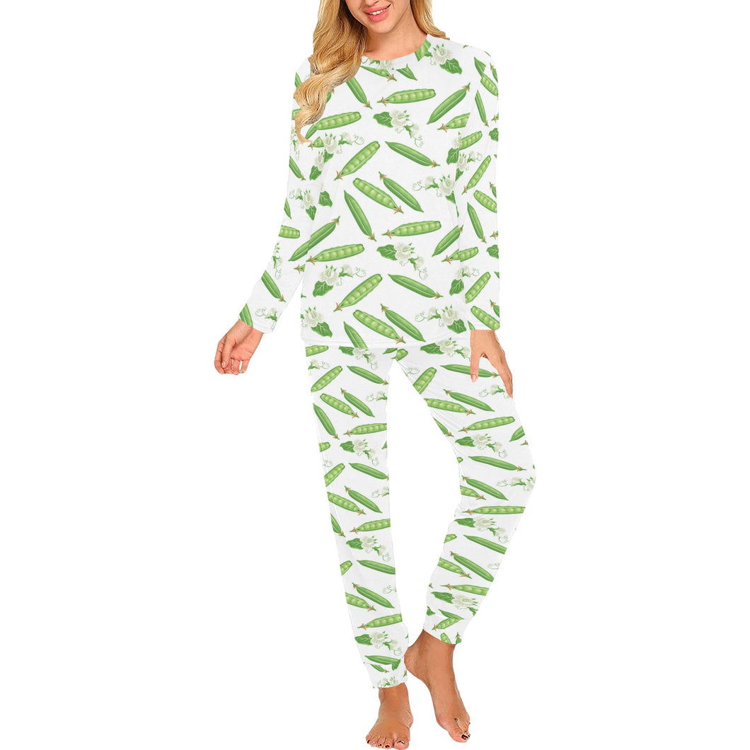 Green Peas Pattern Print Design 04 Women's All Over Print Pajama Set