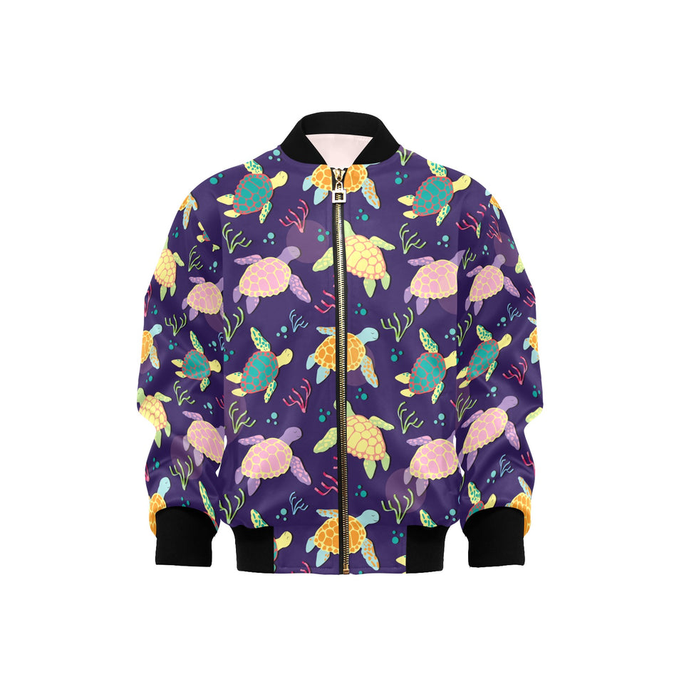 Colorful sea turtle pattern Kids' Boys' Girls' Bomber Jacket