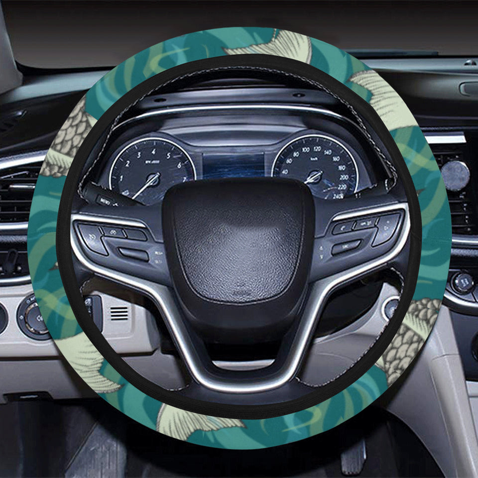 Koi Fish Carp Fish lotus pattern Car Steering Wheel Cover