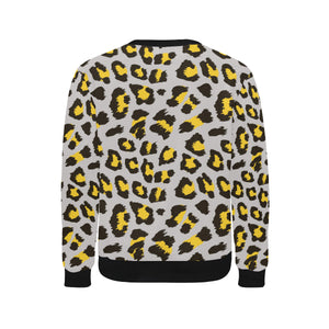 Gray Leopard print pattern Men's Crew Neck Sweatshirt