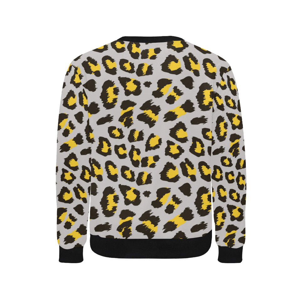 Gray Leopard print pattern Men's Crew Neck Sweatshirt