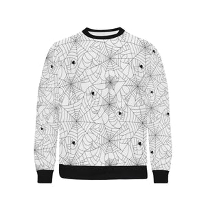 Spider web cobweb pattern white background Men's Crew Neck Sweatshirt