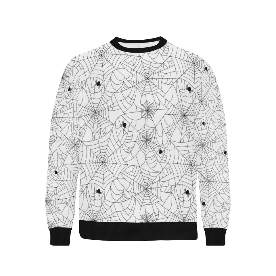 Spider web cobweb pattern white background Men's Crew Neck Sweatshirt
