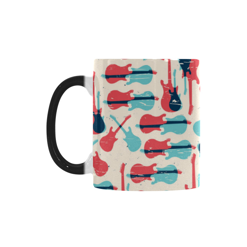 Red Blue guitar pattern Morphing Mug Heat Changing Mug