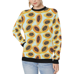 Watercolor papaya pattern Women's Crew Neck Sweatshirt