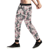 Zebra pink flower background Unisex Casual Sweatpants