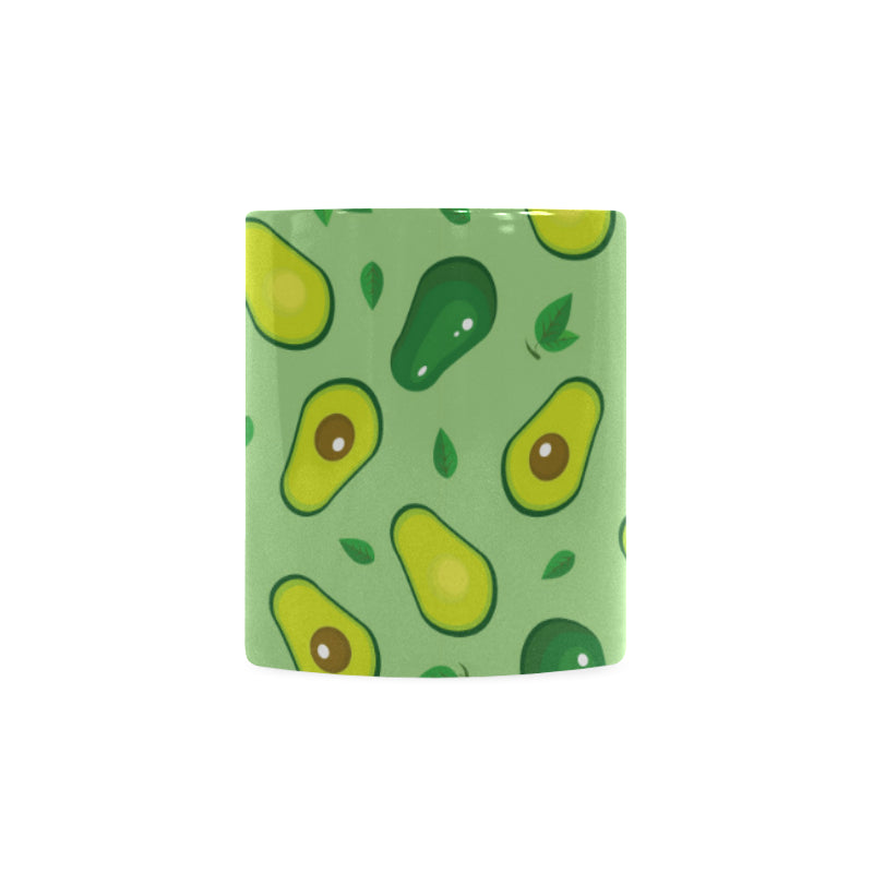 Avocado pattern green background Classical White Mug (Fulfilled In US)