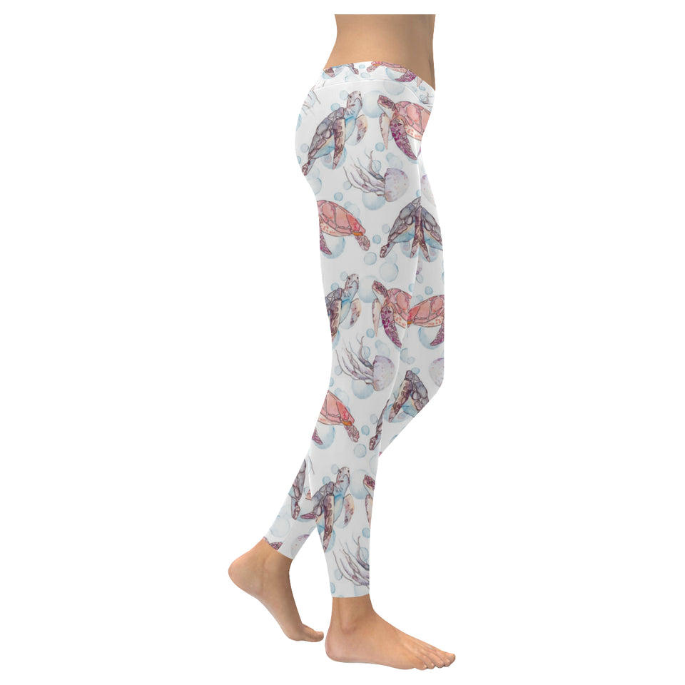Watercolor sea turtle jellyfish pattern Women's Legging Fulfilled In US
