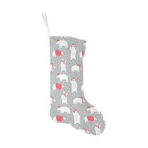 Cute polar bear christmas snow pattern Christmas Stocking