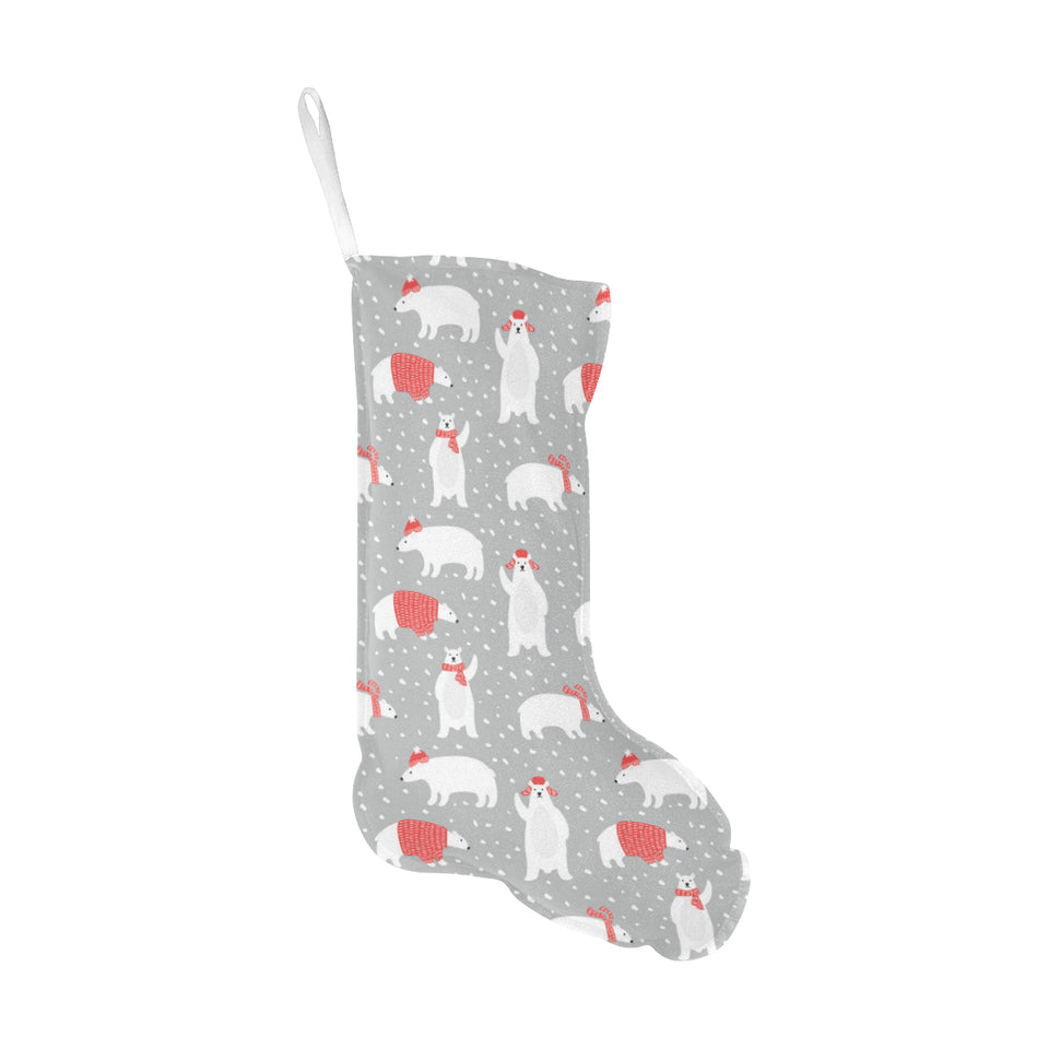 Cute polar bear christmas snow pattern Christmas Stocking