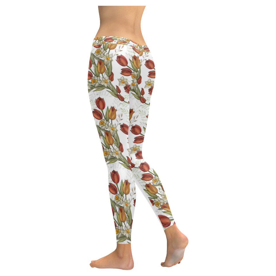 Red tulips and daffodils pattern Women's Legging Fulfilled In US