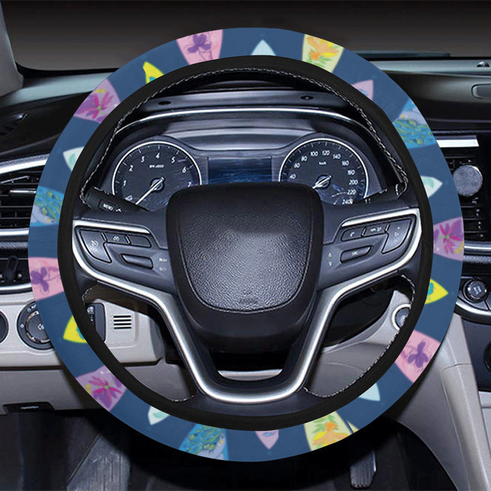 Surfboard Pattern Print Design 03 Car Steering Wheel Cover