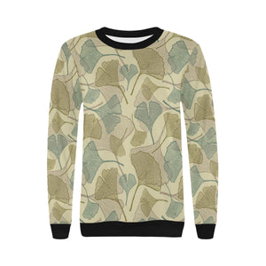 Ginkgo leaves design pattern Women's Crew Neck Sweatshirt