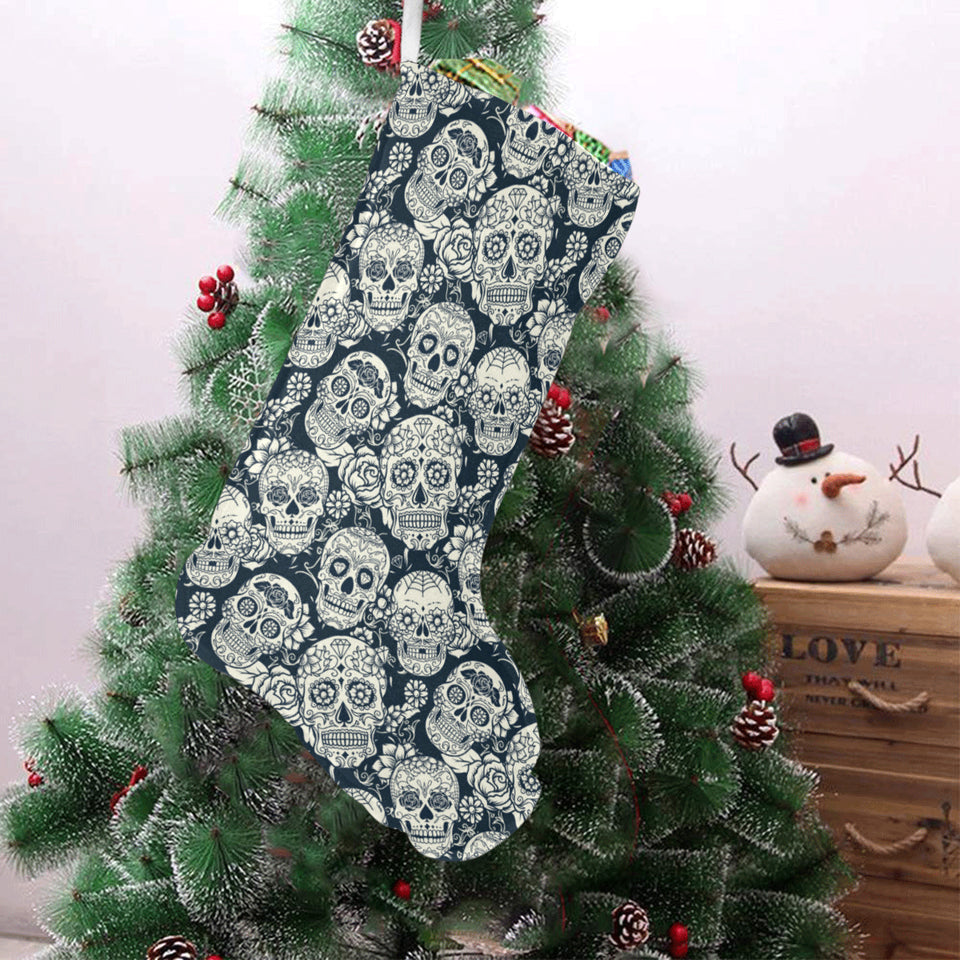 Sugar skull black white pattern Christmas Stocking