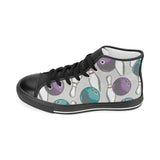 Bowling ball and pin gray background Men's High Top Canvas Shoes Black