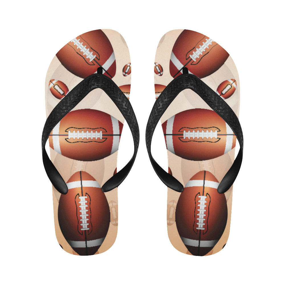 American football ball design pattern Unisex Flip Flops