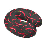 Chili peppers pattern black background U-Shaped Travel Neck Pillow