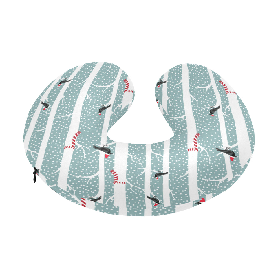 Crows christmas hat scarf U-Shaped Travel Neck Pillow