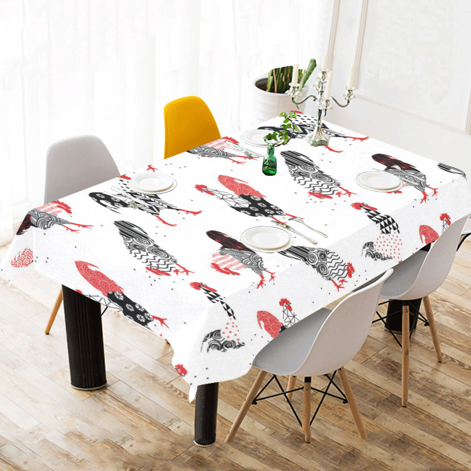 Cool rooster chicken cock floral ornament backgrou Tablecloth