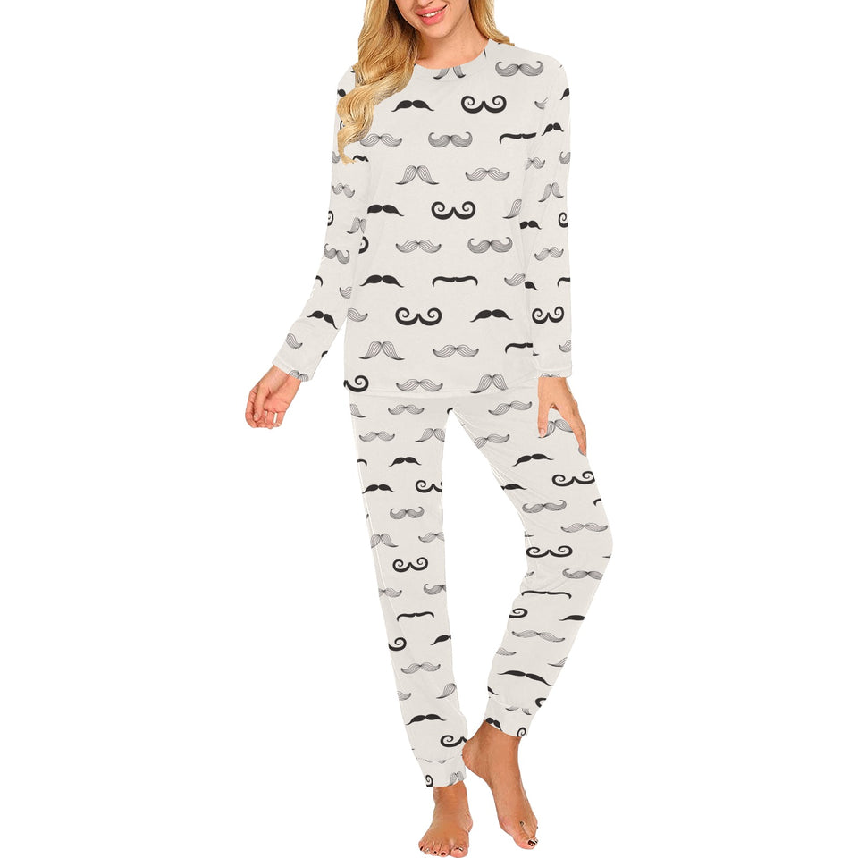 Mustache Beard Pattern Print Design 05 Women's All Over Print Pajama Set